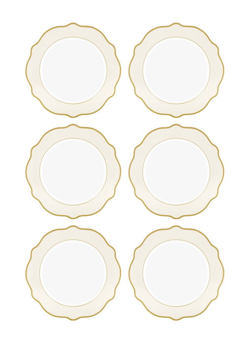 Hermia Juego de 6 Platos de Postre DNR0022 en Crema de Porcelana Hermia Juego de 6 Platos de Postre DNR0022 en Crema de Porcelana